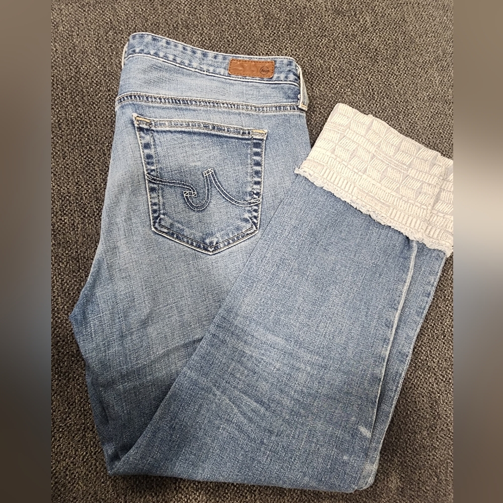 AG Adriano Goldschmied Faded Blue Cropped Jeans